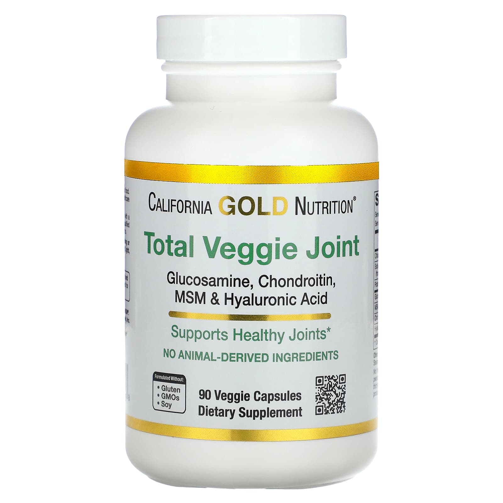 Гиалуроновая кислота California Gold Nutrition Total Veggie Joint Support Formula with Glucosamine MSM and, оттенок Chondroitin, 90 растительных капсул — фото 2