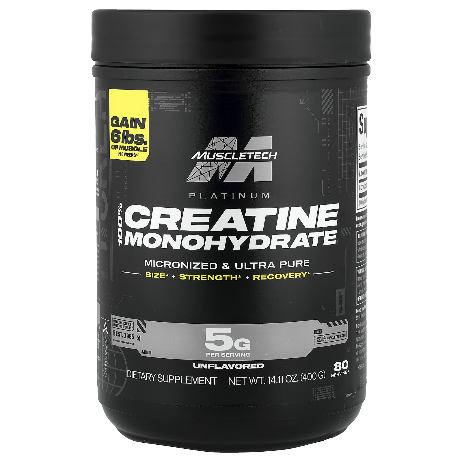 Креатин моногидрат MuscleTech Platinum 100%, без вкуса, 400 г — фото 3