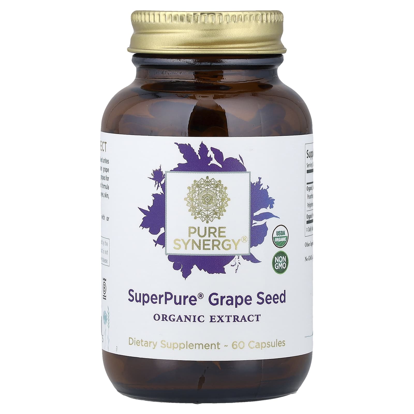 Виноградные косточки Pure Synergy, вкус SuperPure® Grape Seed, 60 капсул