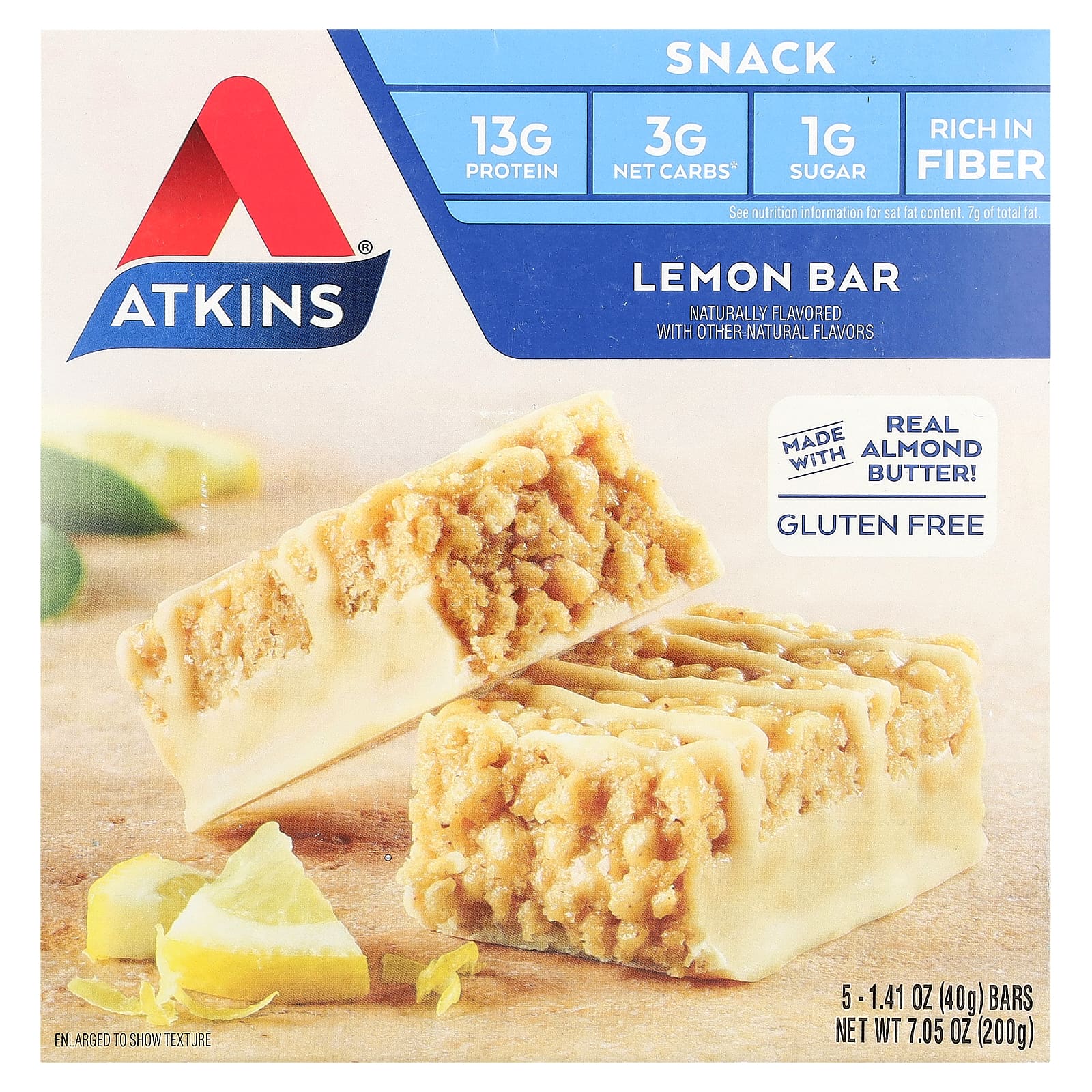 Снек Atkins, вкус Lemon Bar, 40 г, 5 шт., батончик