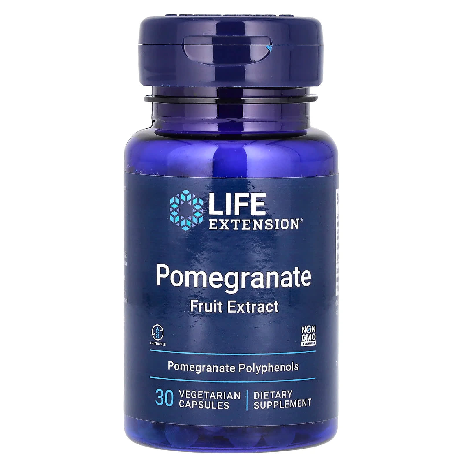 Гранат Life Extension, вкус Pomegranate Fruit Extract, 30 растительных капсул