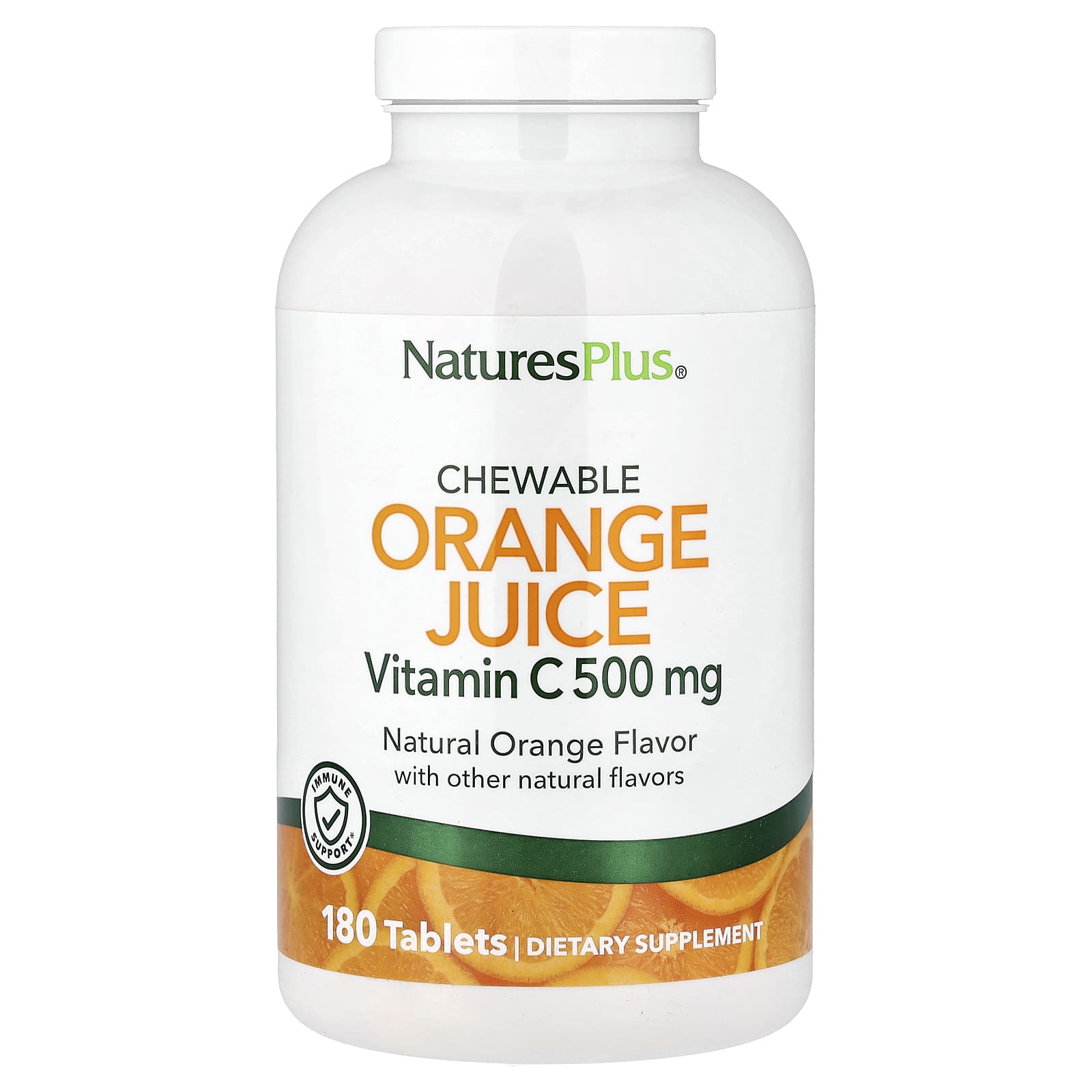 Витамин C NaturesPlus Chewable Orange Juice, вкус Natural Orange, 180 таблеток