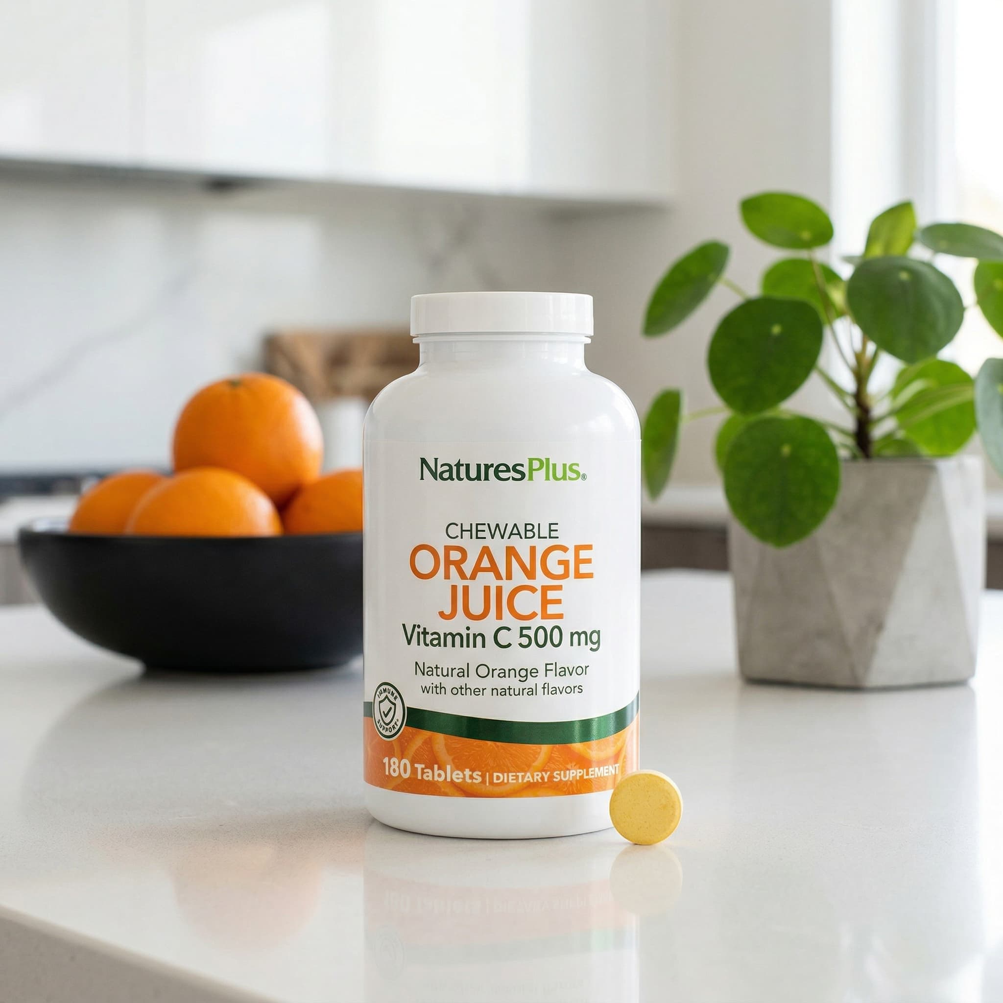 Витамин C NaturesPlus Chewable Orange Juice, вкус Natural Orange, 180 таблеток — фото 5