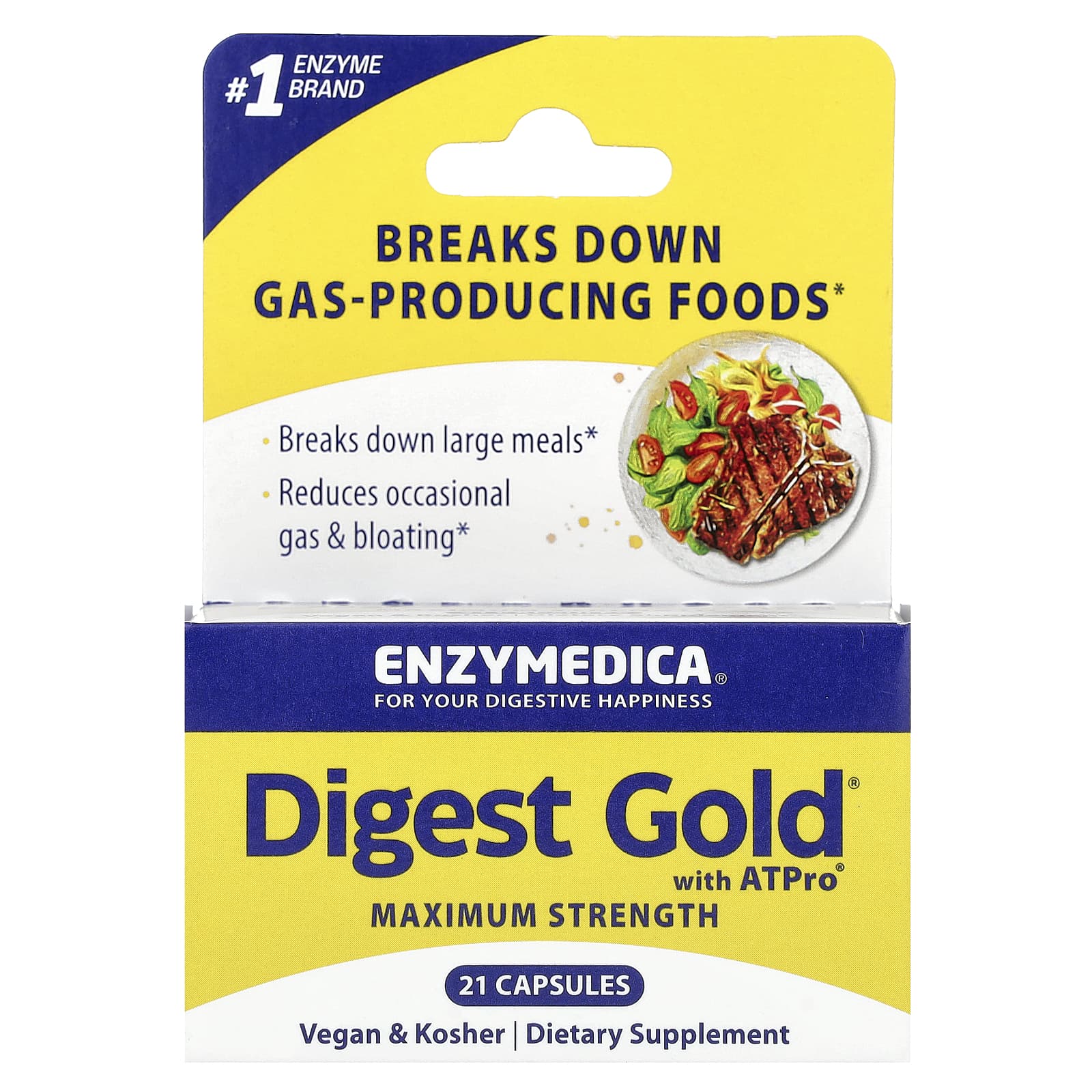 Ферментный комплекс Digest Gold with ATPro Enzymedica Digest Gold® with ATPro® Maximum Strength, 21 капсул — фото 2