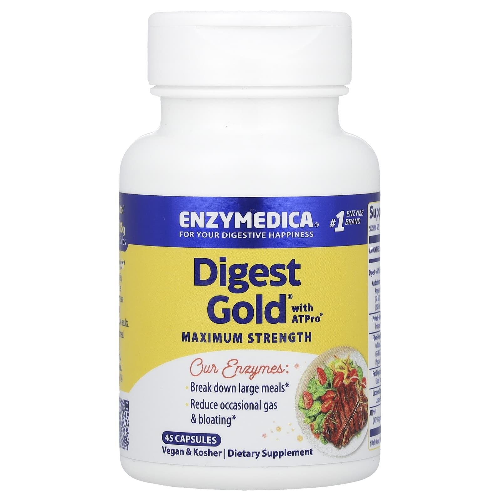 Ферментный комплекс Digest Gold with ATPro Enzymedica Digest Gold® with ATPro® Maximum Strength, 45 капсул