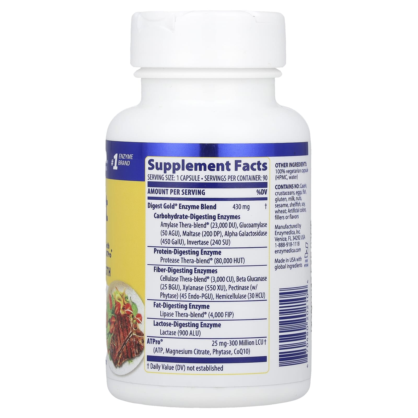 Ферментный комплекс Digest Gold with ATPro Enzymedica Digest Gold® with ATPro® Maximum Strength, 90 капсул — фото 2