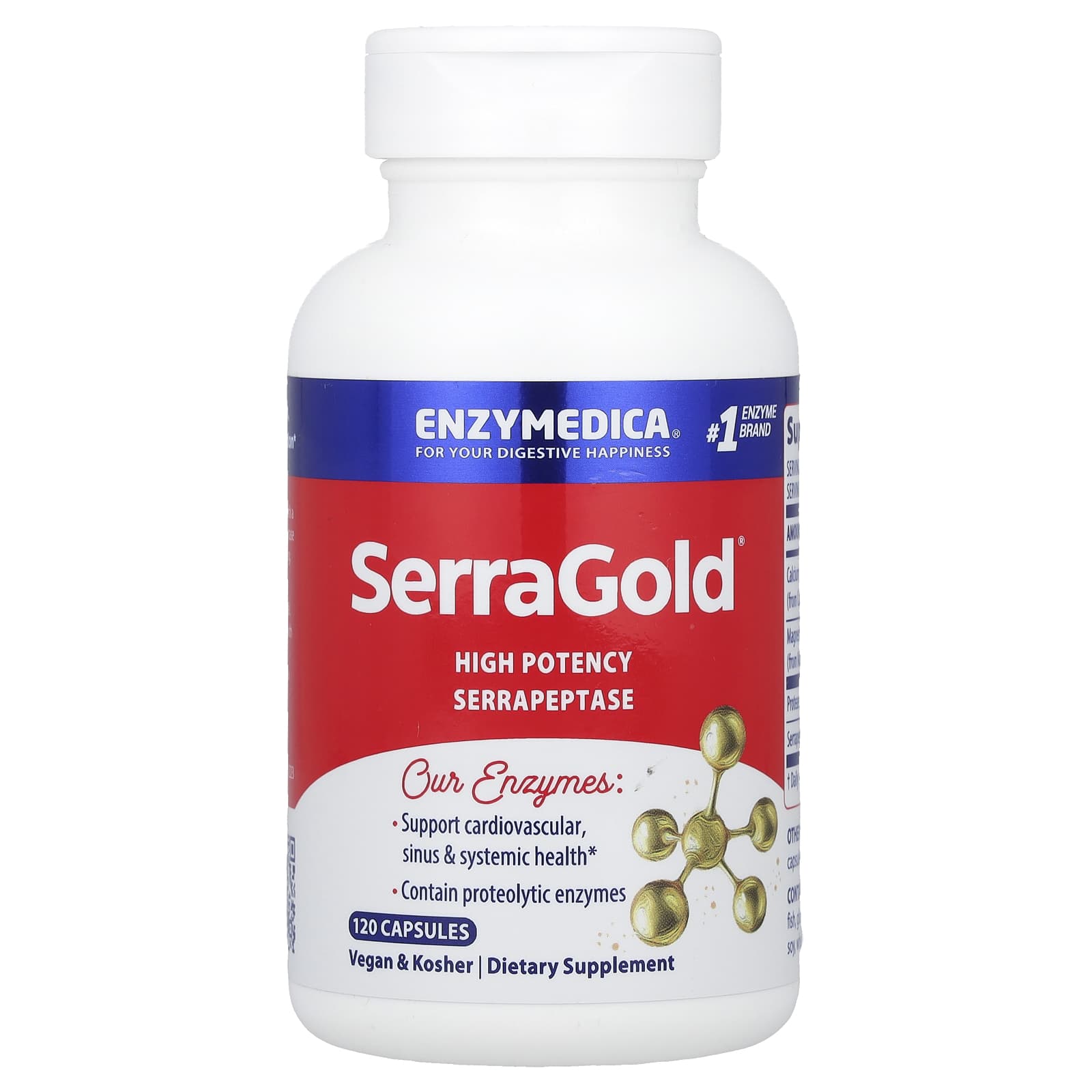 Серрапептаза Enzymedica SerraGold® High Potency, 120 капсул