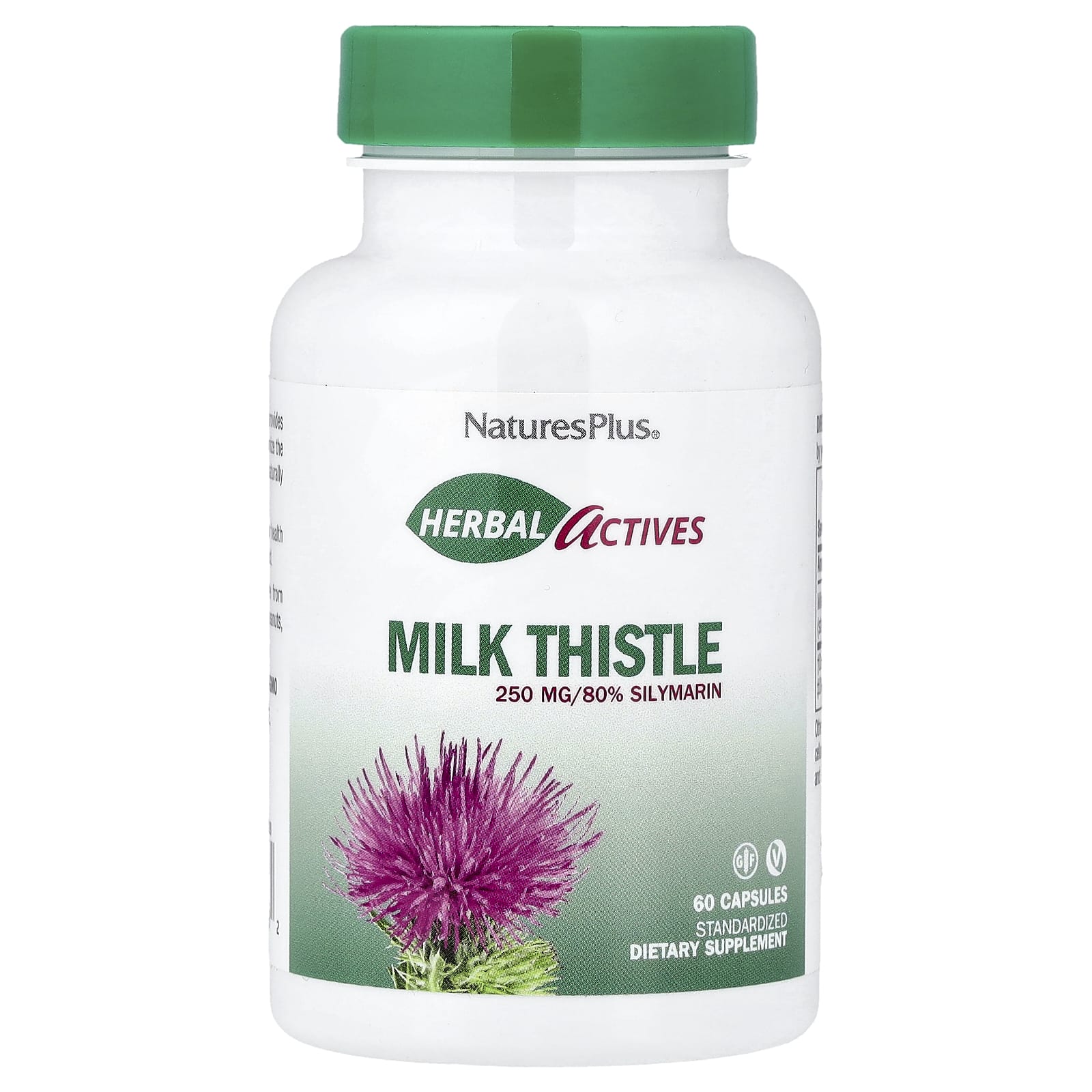 Расторопша NaturesPlus Herbal Actives, 250 мг, 60 капсул