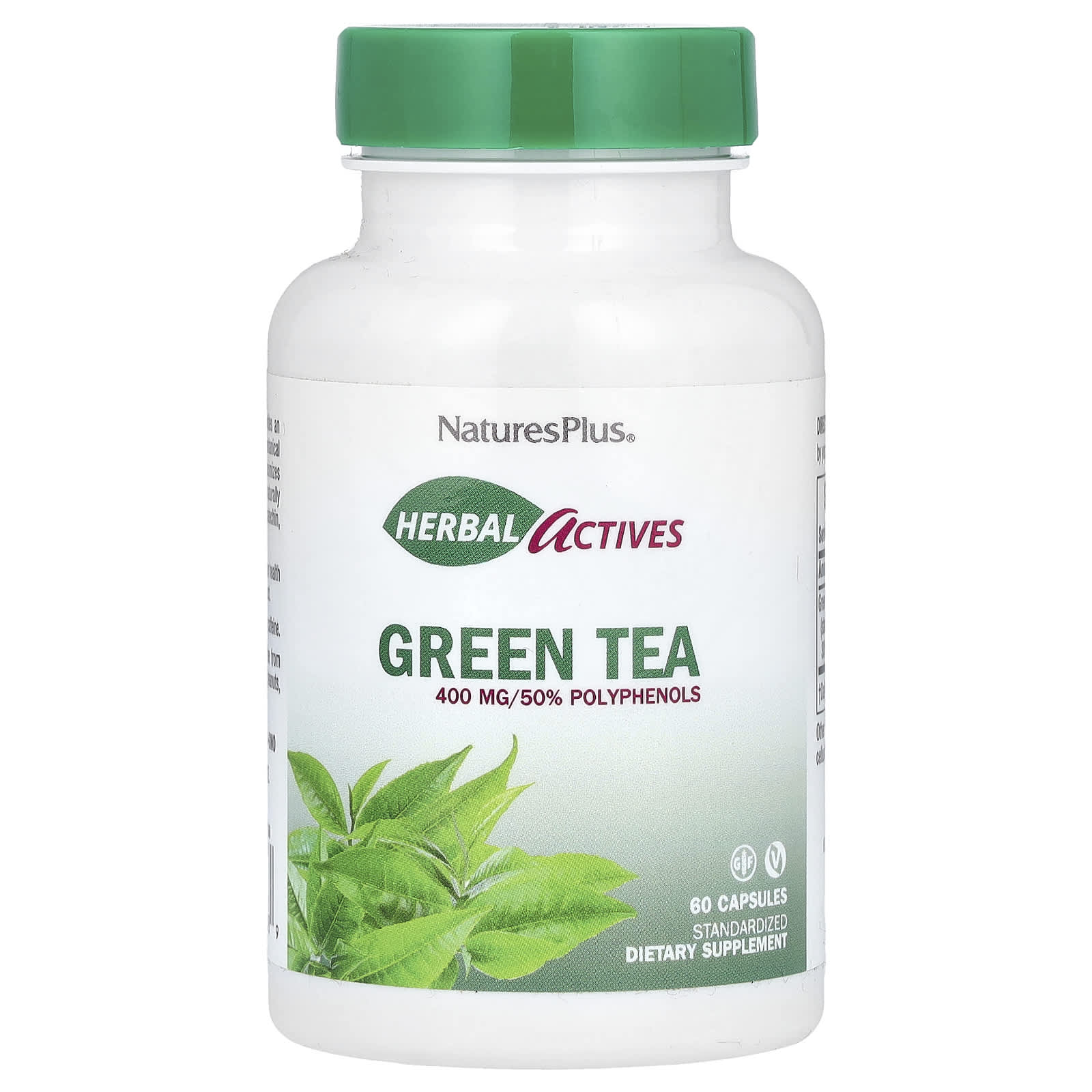 Зеленый чай NaturesPlus Herbal Actives, 400 мг, 60 капсул