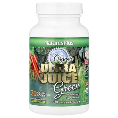 Зелёный комплекс Ultra Juice NaturesPlus Organic 90 Organic Bi-Layered Tablets, таблетки
