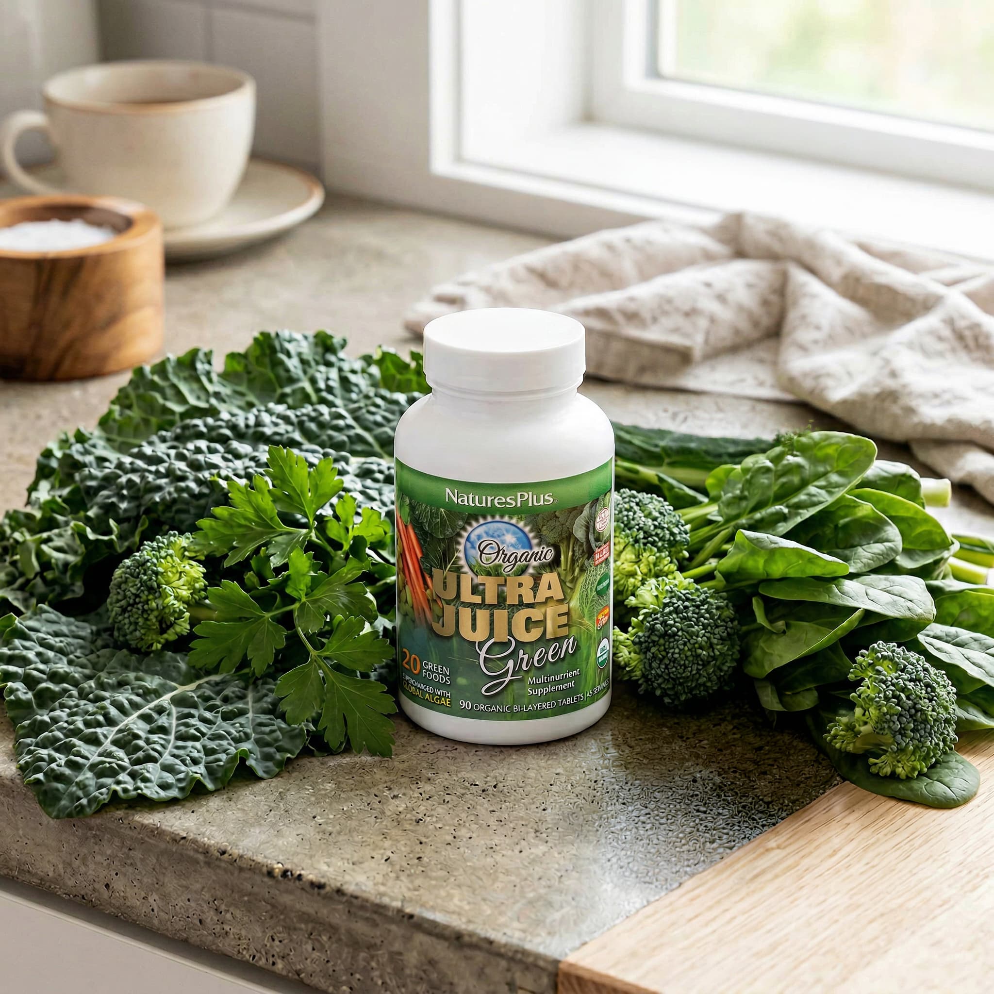 Зелёный комплекс Ultra Juice NaturesPlus Organic 90 Organic Bi-Layered Tablets, таблетки — фото 6