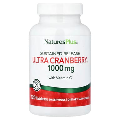 Клюква NaturesPlus, пролонгированное высвобождение, вкус Ultra Cranberry™, 120 таблеток
