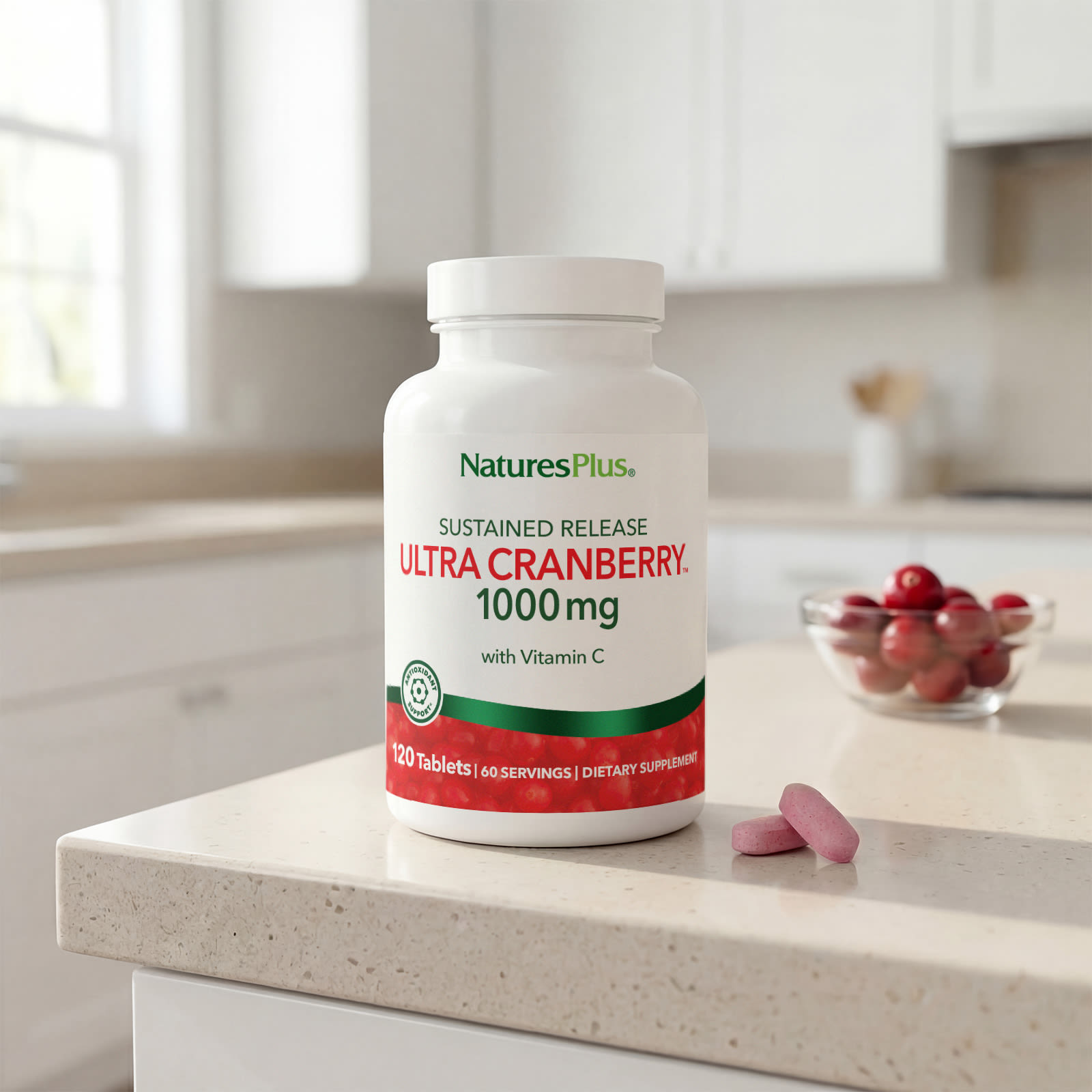 Клюква NaturesPlus, пролонгированное высвобождение, вкус Ultra Cranberry™, 120 таблеток — фото 5