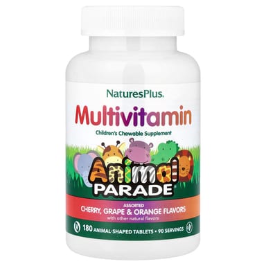 Детские жевательные мультивитамины NaturesPlus Animal Parade® Cherry Grape & Orange, 180 жевательных таблеток в форме животных