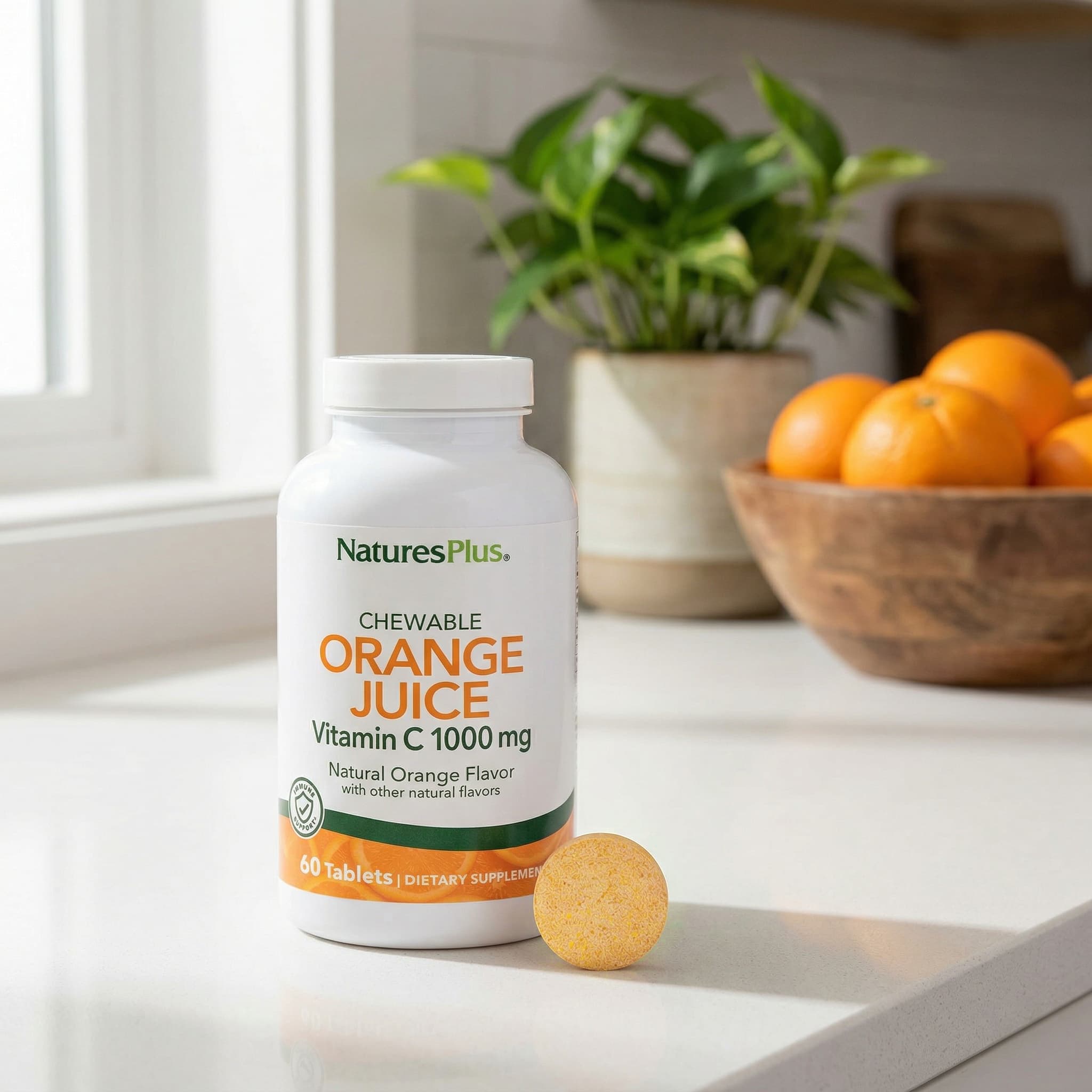 Витамин C NaturesPlus Chewable Orange Juice, вкус Natural Orange, 60 таблеток — фото 5