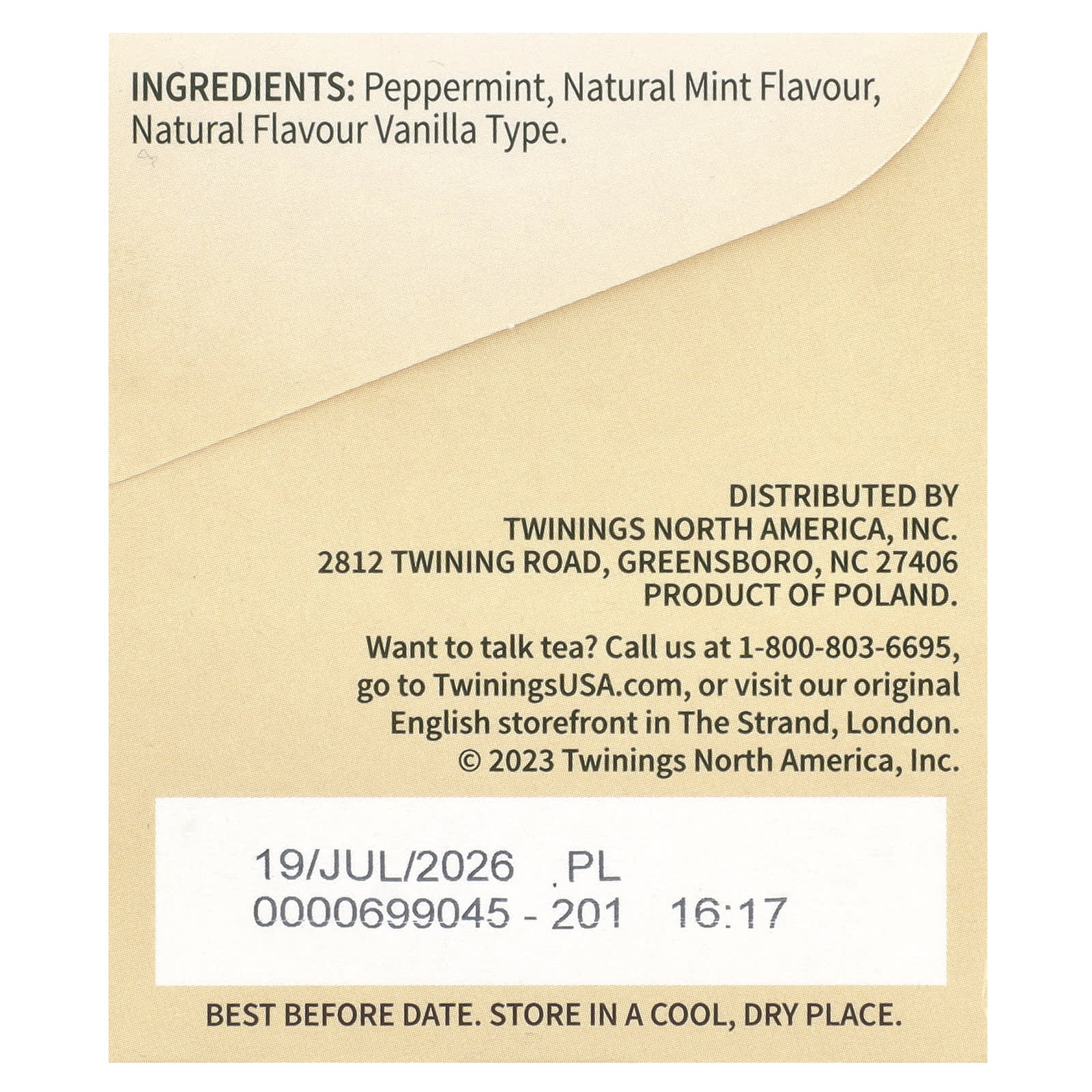 Травяной чай Twinings Flavored 20 Tea Bags, без кофеина, вкус Peppermint & Creamy Vanilla, 40 г, чайные пакетики