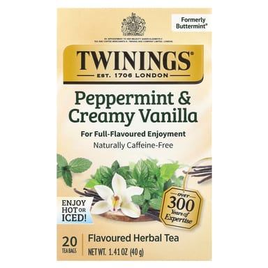Травяной чай Twinings Flavored 20 Tea Bags, без кофеина, Peppermint & Creamy Vanilla, 40 г, чайные пакетики