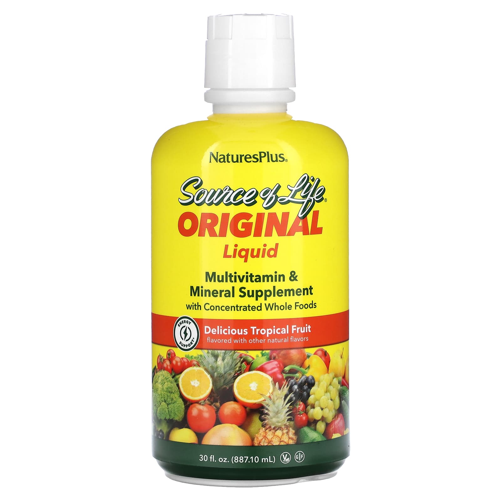 Мультивитаминно-минеральный комплекс NaturesPlus Source of Life Liquid Supplement, вкус Tropical Fruit, 887.10 мл, жидкая форма