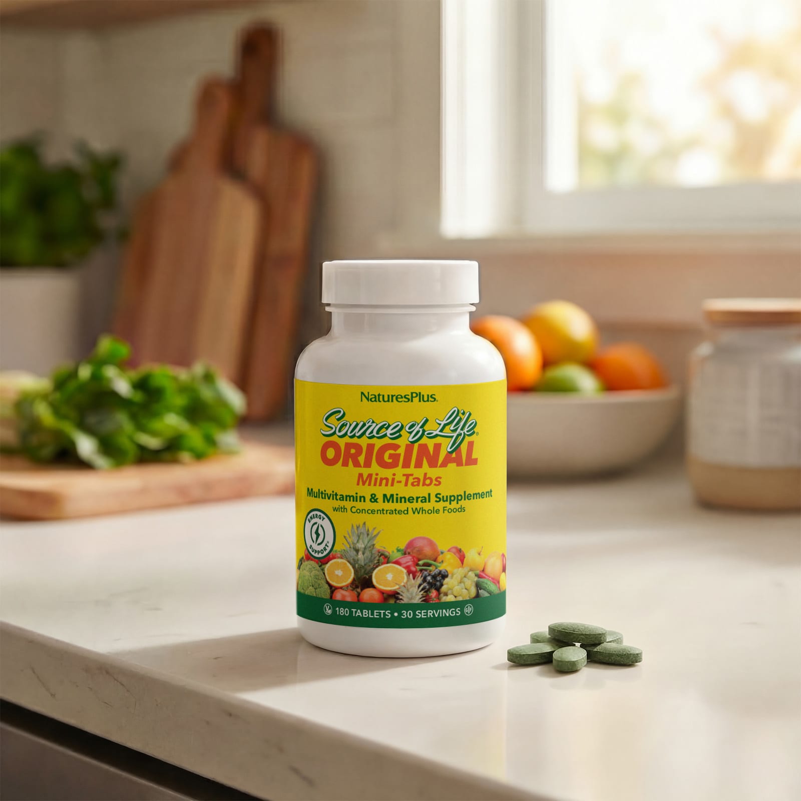 Мультивитаминно-минеральный комплекс NaturesPlus Source of Life® Original Mini-Tabs Supplement with Concentrated Whole Foods, 180 таблеток — фото 6