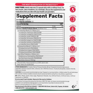 Пробиотик Probulin Women's Health, 20 млрд КОЕ, 60 капсул