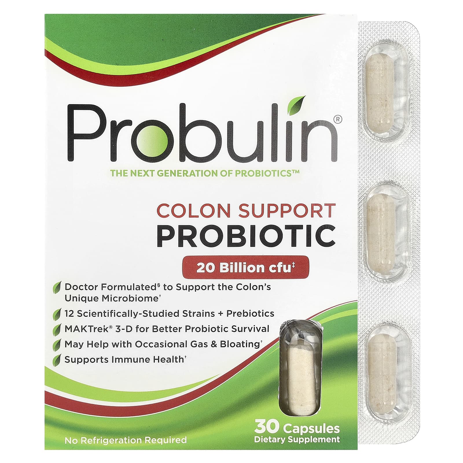 Пробиотик Probulin Colon Support, 20 млрд КОЕ, 30 капсул