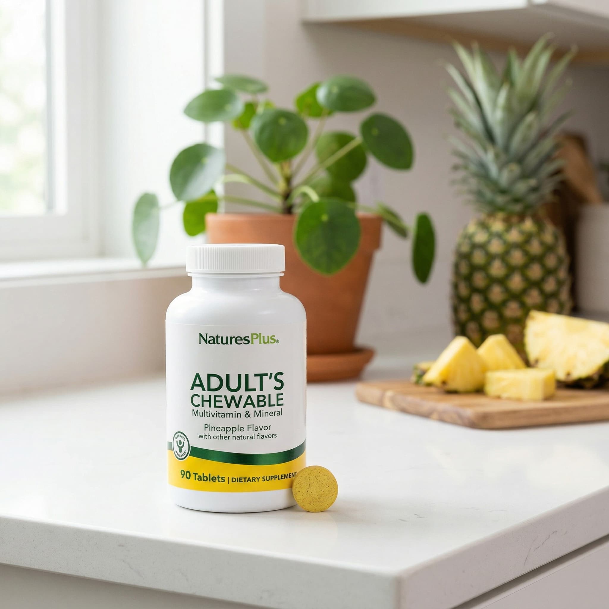 Мультивитаминно-минеральный комплекс NaturesPlus Adult's Chewable, вкус Pineapple, 90 таблеток — фото 5