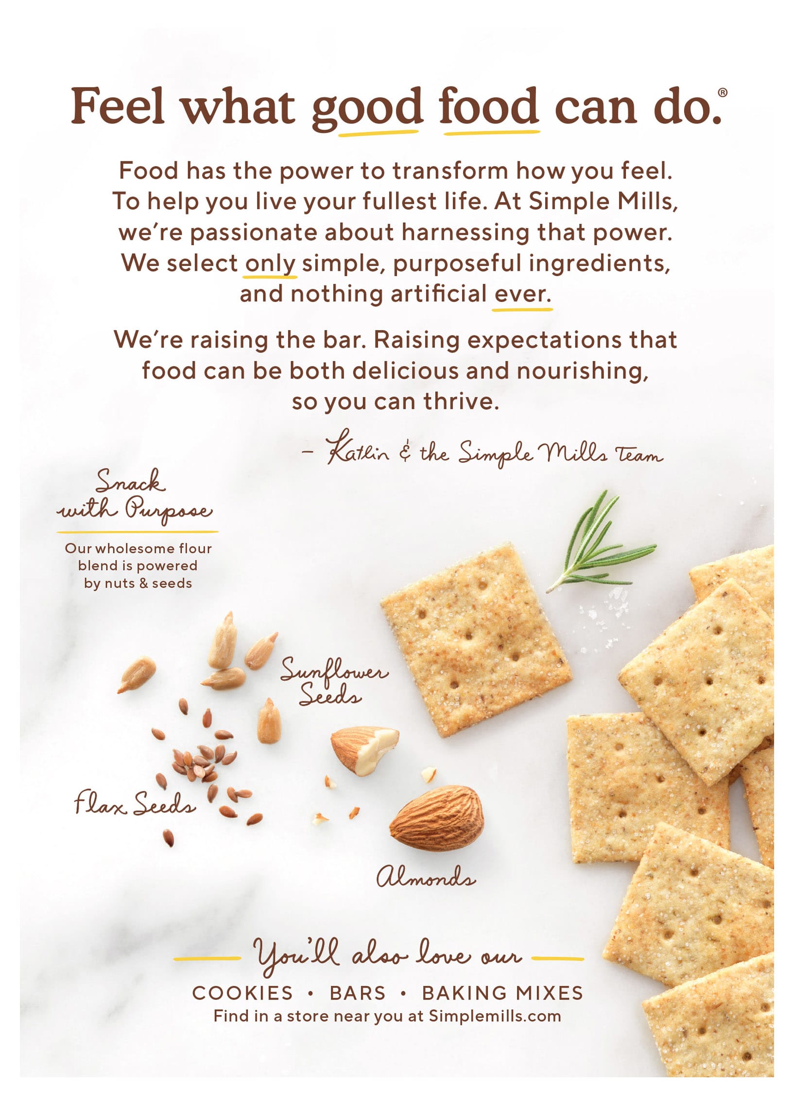 Крекеры Simple Mills Almond Flour Rosemary & Sea Salt, 120 г