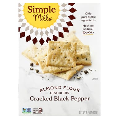Крекеры Simple Mills Almond Flour Cracked Black Pepper, 120 г
