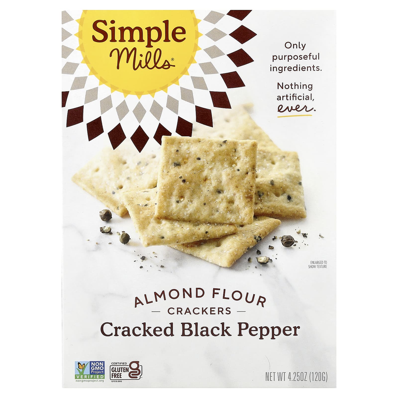 Крекеры Simple Mills Almond Flour Cracked Black Pepper, 120 г