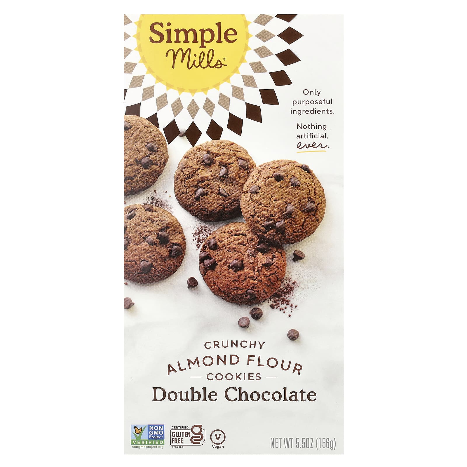 Шоколад Simple Mills Crunchy Almond Flour Cookies, вкус Double Chocolate, 156 г — фото 2