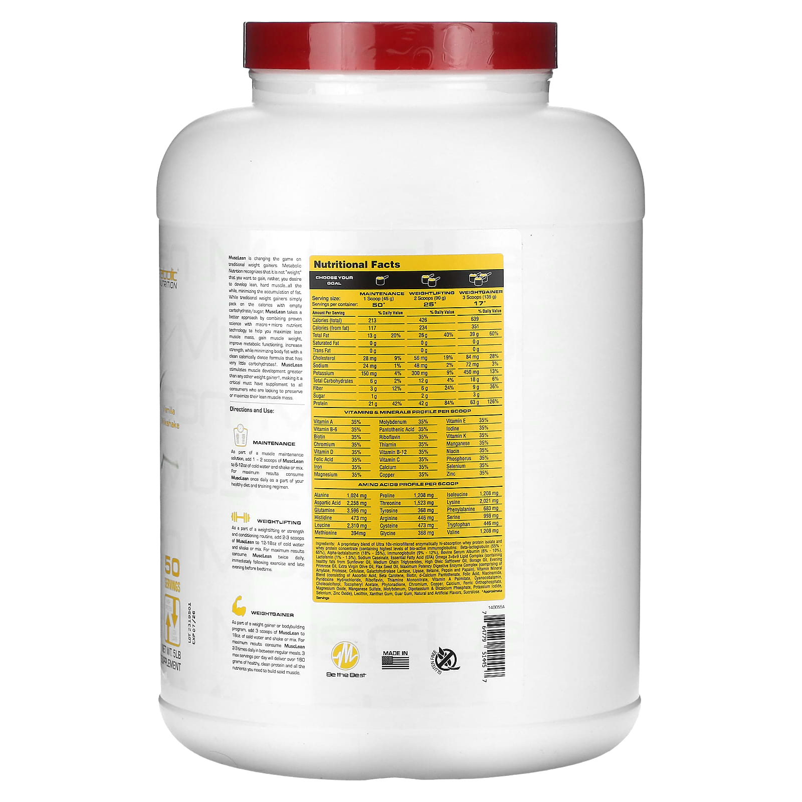Гейнер Metabolic Nutrition, 5 lb (2270 г), ванильный молочный коктейль