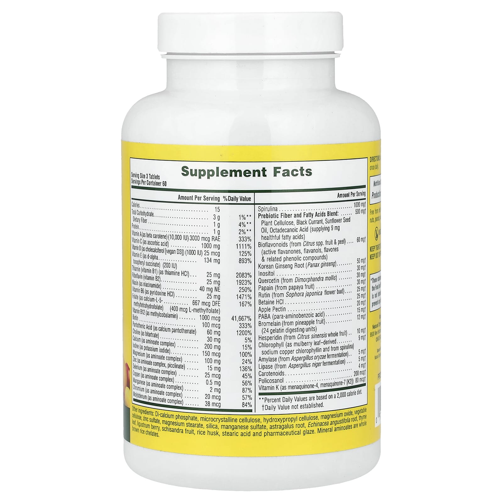 Мультивитаминно-минеральный комплекс NaturesPlus Source of Life® Original Tablets Supplement Iron Free, 180 таблеток — фото 2