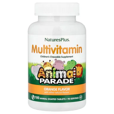 Фото товара: Детские жевательные мультивитамины NaturesPlus Animal Parade®, вкус «апельсин», 180 жевательных таблеток в форме животных