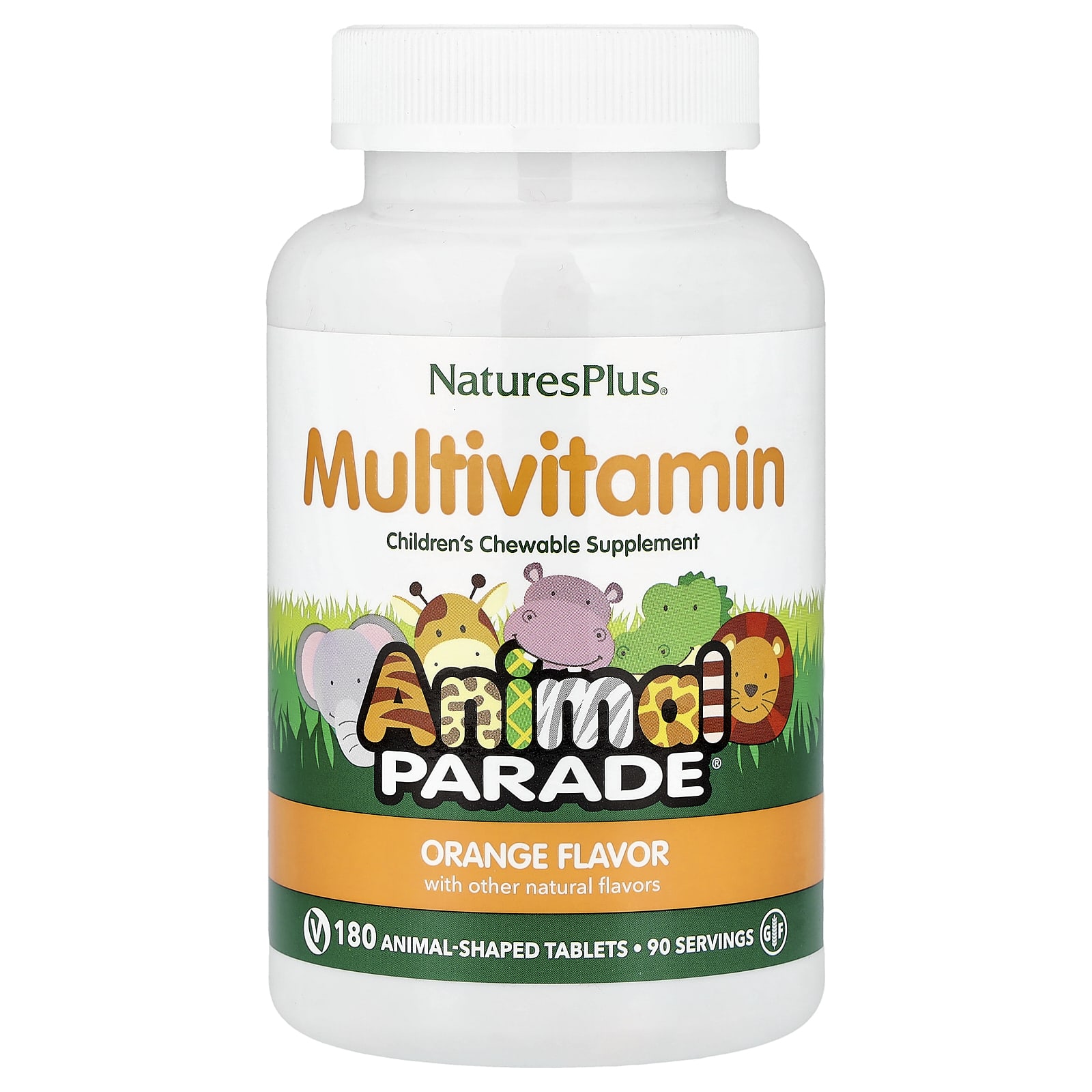 Детские жевательные мультивитамины NaturesPlus Animal Parade®, вкус Orange, 180 жевательных таблеток в форме животных