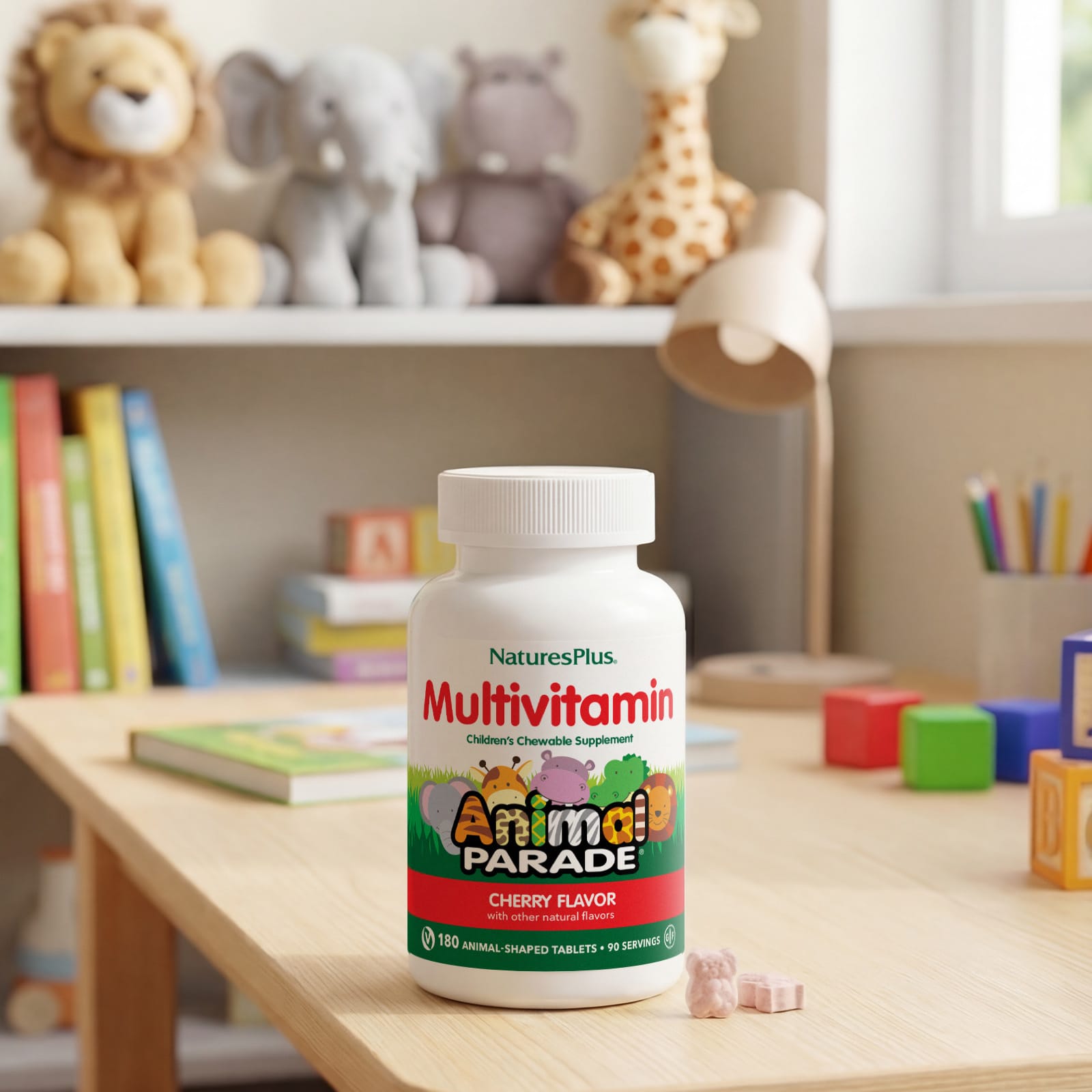 Детские жевательные мультивитамины NaturesPlus Animal Parade® Supplement, вкус Cherry, 180 жевательных таблеток в форме животных — фото 6