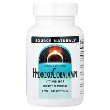 Гидроксокобаламин (витамин B12) Source Naturals Cherry, оттенок 240 Lozenge, 1 мг, пастилки