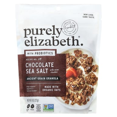 Пробиотик Purely Elizabeth, вкус Ancient Grain Granola with Probiotics. Chocolate Sea Salt with Cocoa Clusters, 227 г
