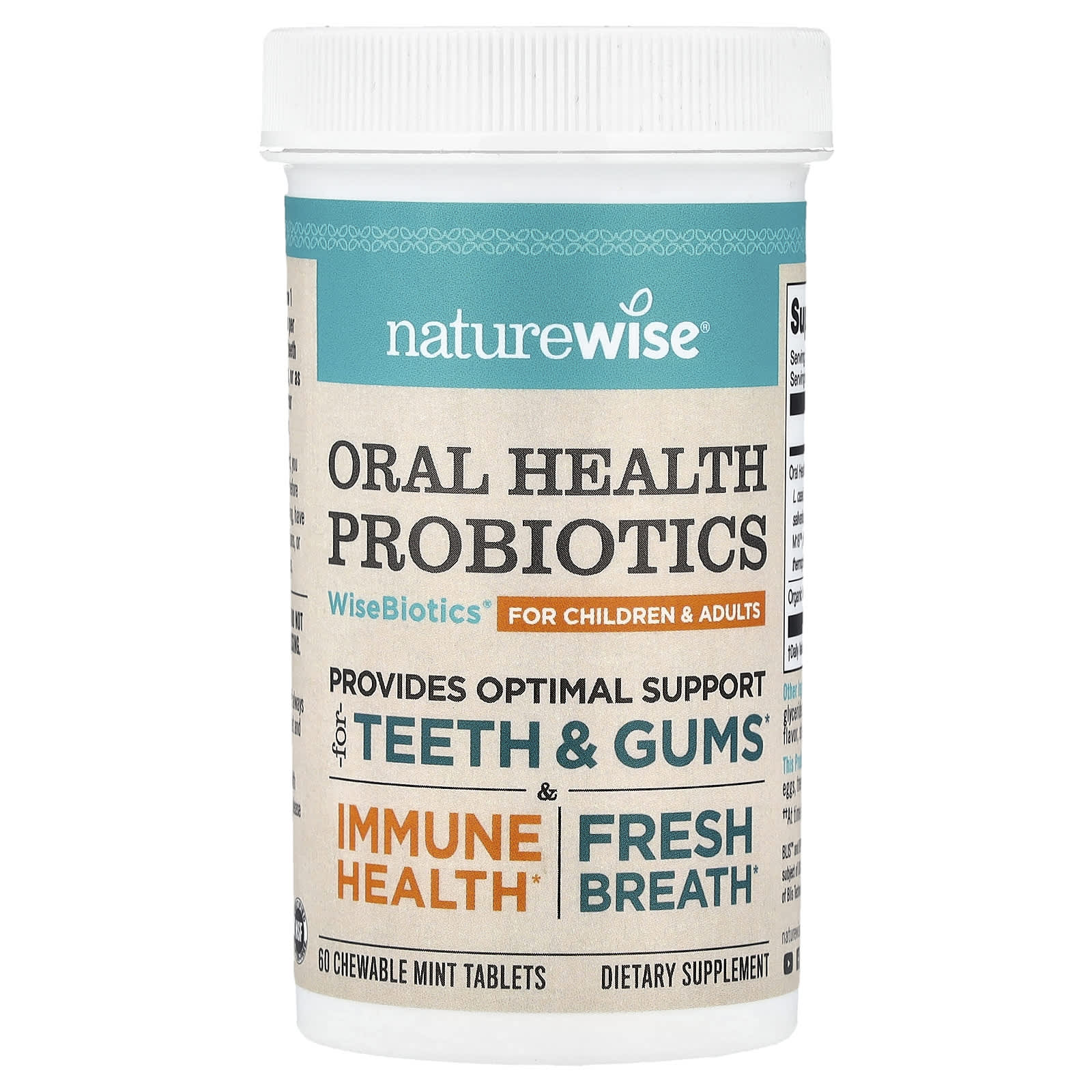 Пробиотик NatureWise Oral Health For Children & Adults, вкус Mint, 60 жевательных таблеток