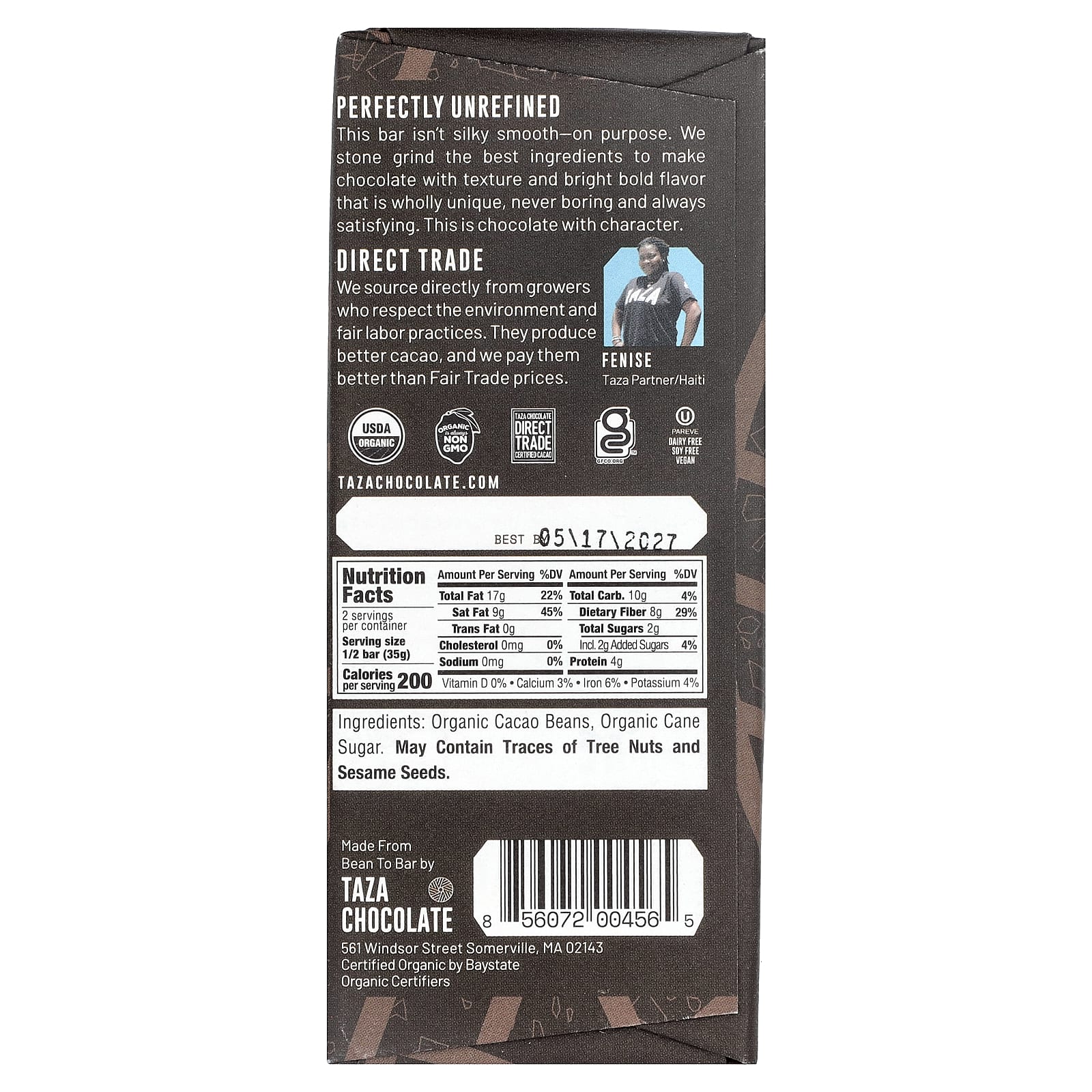 Темный шоколад Taza Chocolate Wicked Dark, вкус 95% Dark Chocolate, 70 г — фото 2