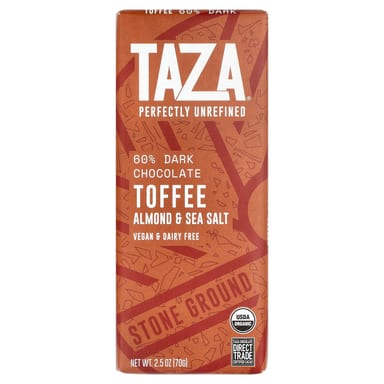 Темный шоколад Taza Chocolate Toffee Almond & Sea Salt, вкус 60% Dark Chocolate, 70 г