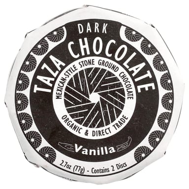 Темный шоколад Taza Chocolate Taza Vanilla 2 Discs, вкус Taza Dark Chocolate, Vanilla, 77 г