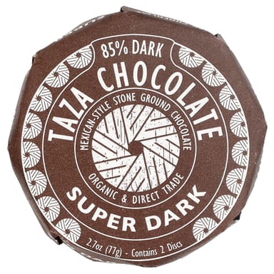 Темный шоколад Taza Chocolate Super Dark 2 Discs, вкус Dark Chocolate Disc, 77 г