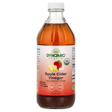 Яблочный уксус Dynamic Health, вкус Apple Cider Vinegar with Mother Honey, 473 мл