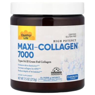 Коллаген Country Life Maxi-® 7000 Powder High Potency, оттенок Flavorless, 213 г, порошок