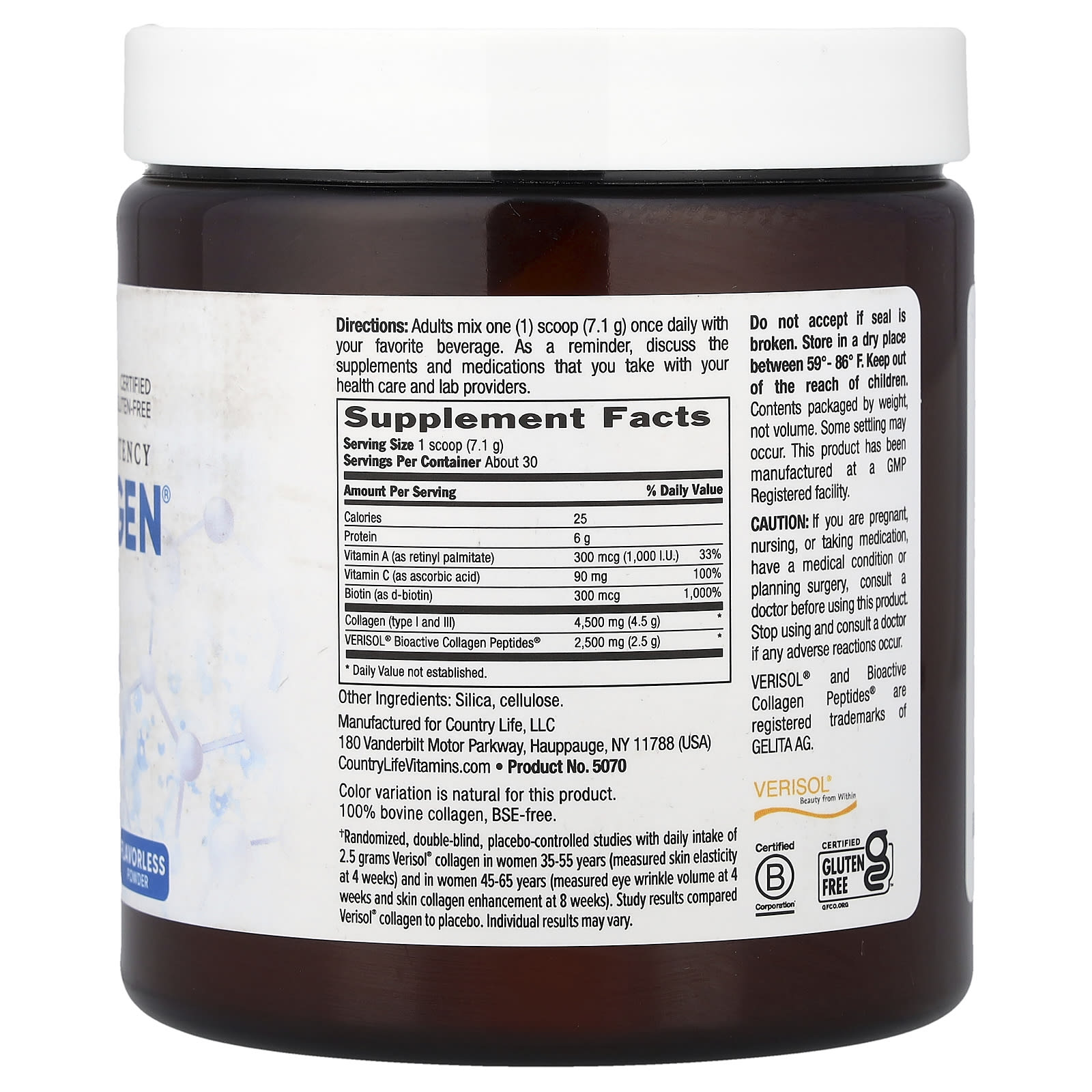Коллаген Country Life Maxi-® 7000 Powder High Potency, оттенок Flavorless, 213 г, порошок — фото 2
