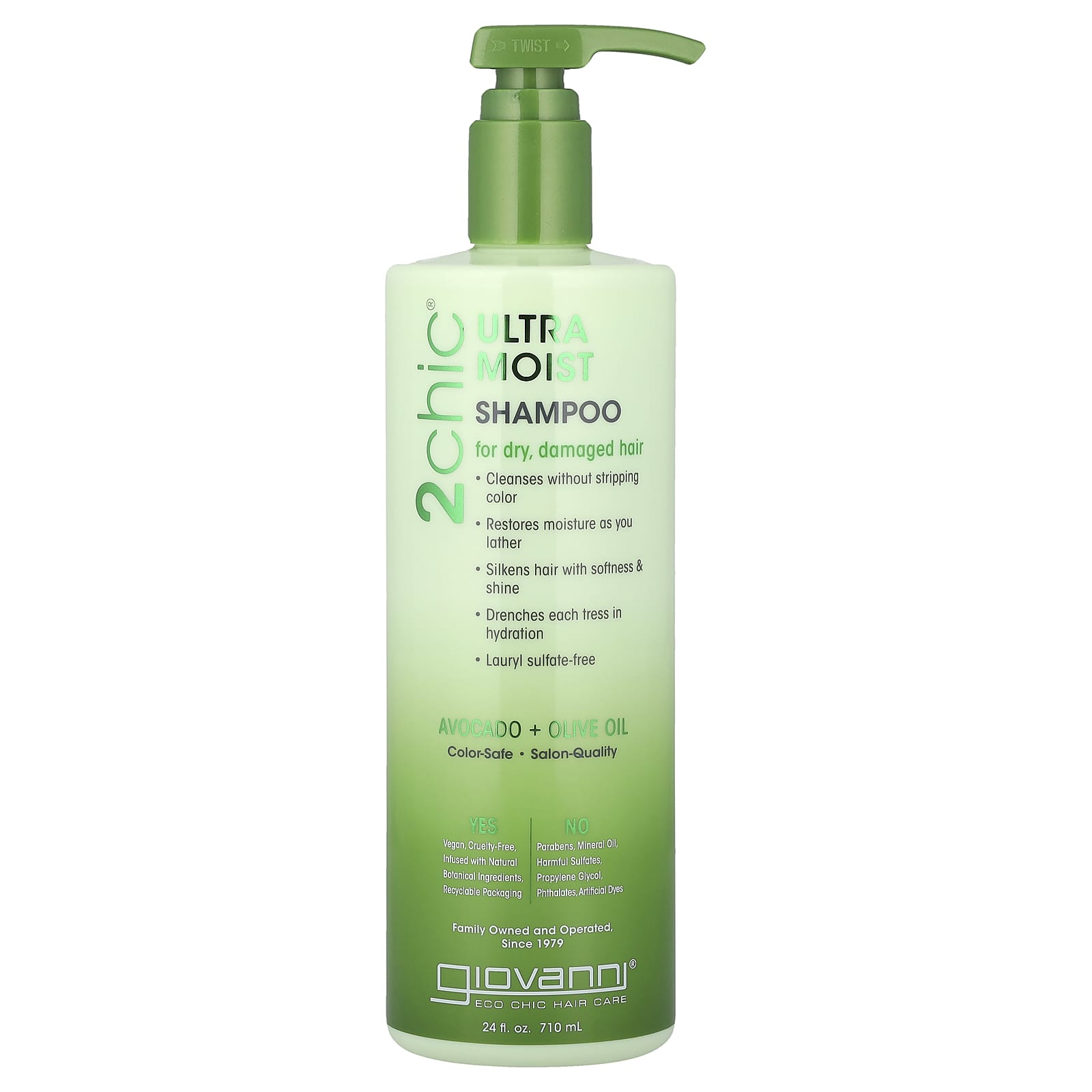 Оливковое масло Giovanni 2chic® Ultra-Moist Shampoo For Dry Damaged Hair Avocado, 710 мл
