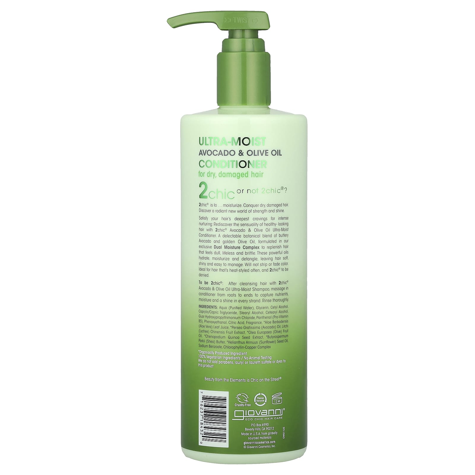 Кондиционер Giovanni 2chic® Ultra Moist For Dry Damaged Hair Avocado Olive Oil, 710 мл, масло — фото 2