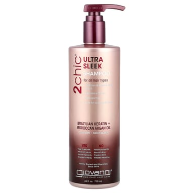 Аргановое масло Giovanni 2chic® Ultra Sleek Shampoo For All Hair Types Brazilian Keratin Moroccan, 710 мл