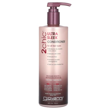 Кондиционер Giovanni 2chic Ultra Sleek For All Hair Types Brazilian Keratin Moroccan Argan Oil, 710 мл, масло