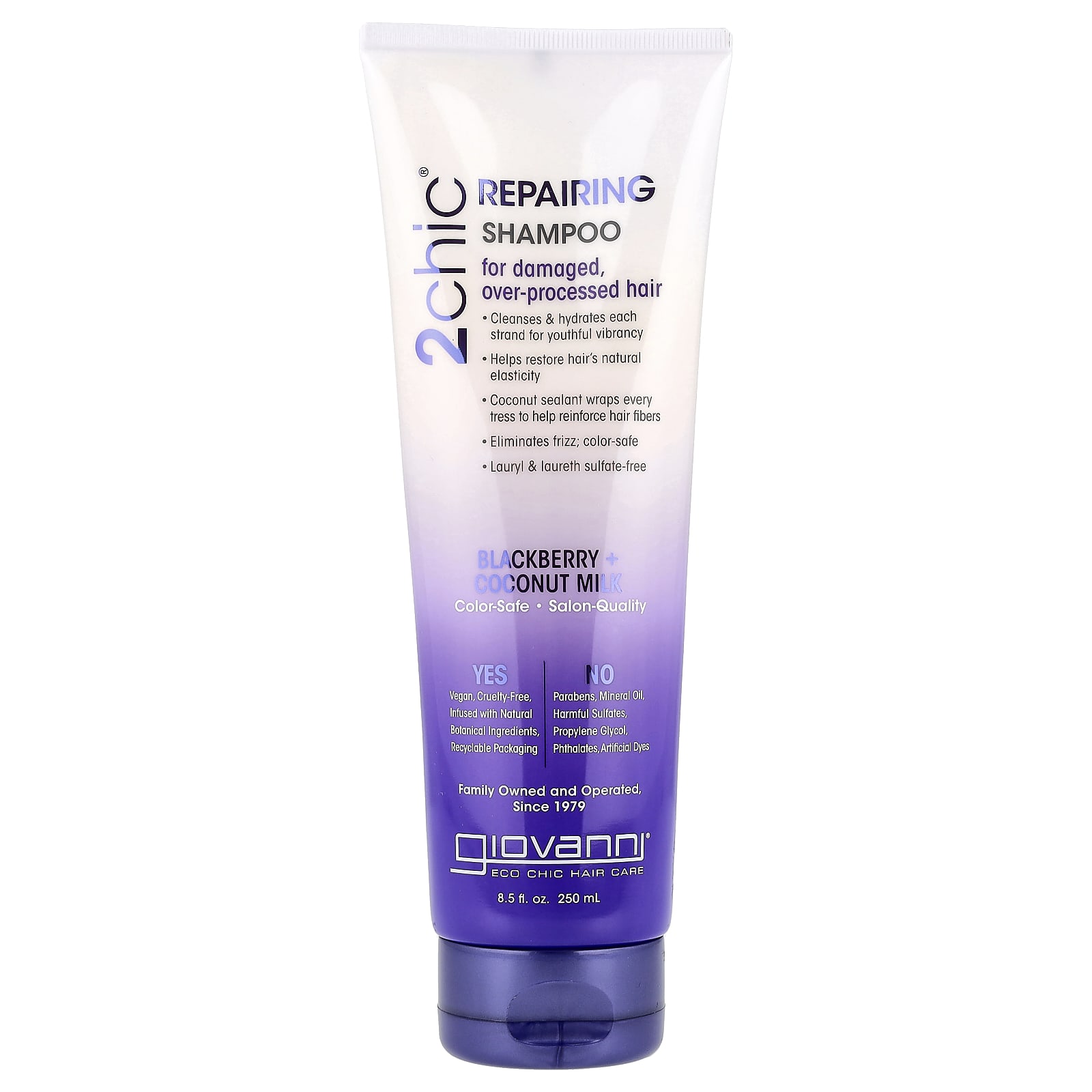 Шампунь Giovanni 2chic® Repairing For Damaged Over-Processed Hair, вкус Blackberry Coconut Milk, 250 мл